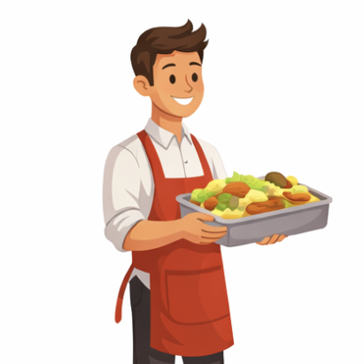 Food donor holding a tray of food