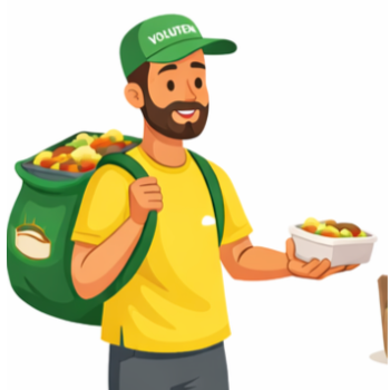 Volunteer carrying food for delivery